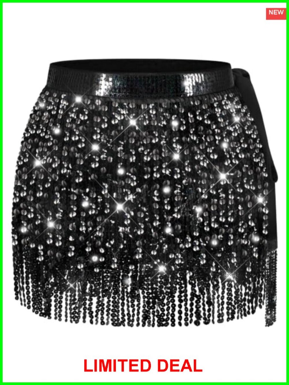 Sequin Tassel Belly Dance Hip Scarf Skirt Rave Halloween Costume